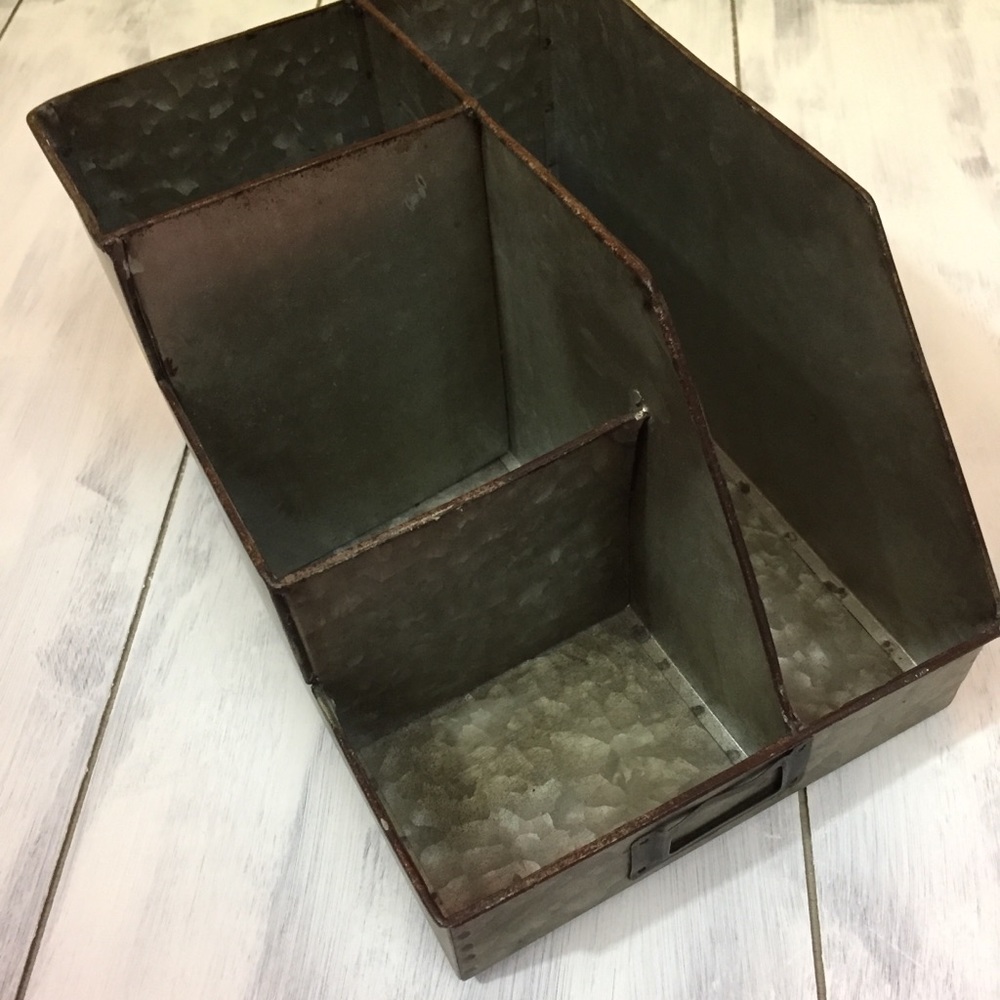 creative co-op rustic farmhouse tin desk organizer